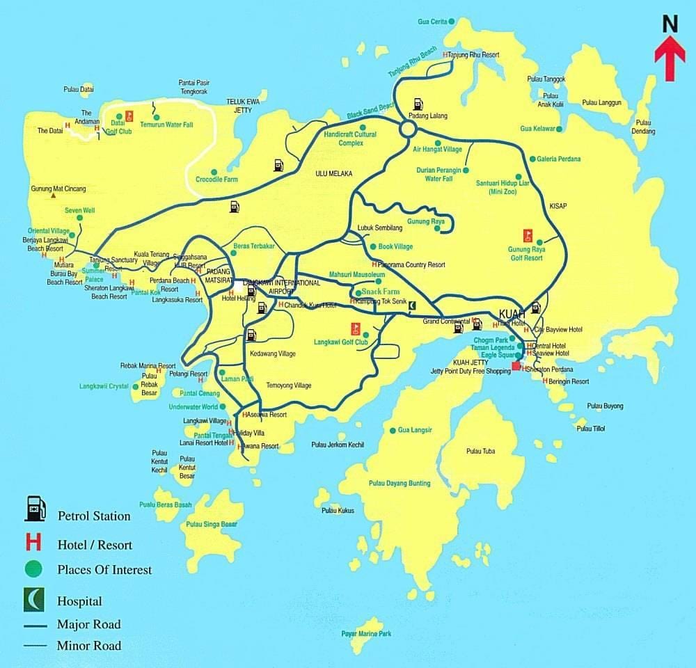 kort af malasíu og langkawi