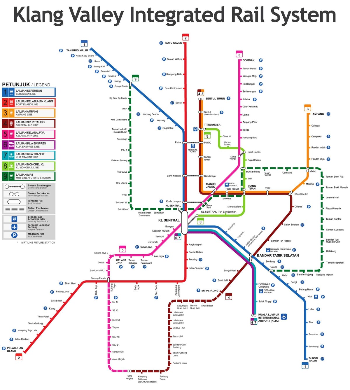 lrt línu kort malasíu